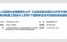 人力资源社会保障部 工业和信息化部颁布集成电路工程技术人员等7个国家职业标准